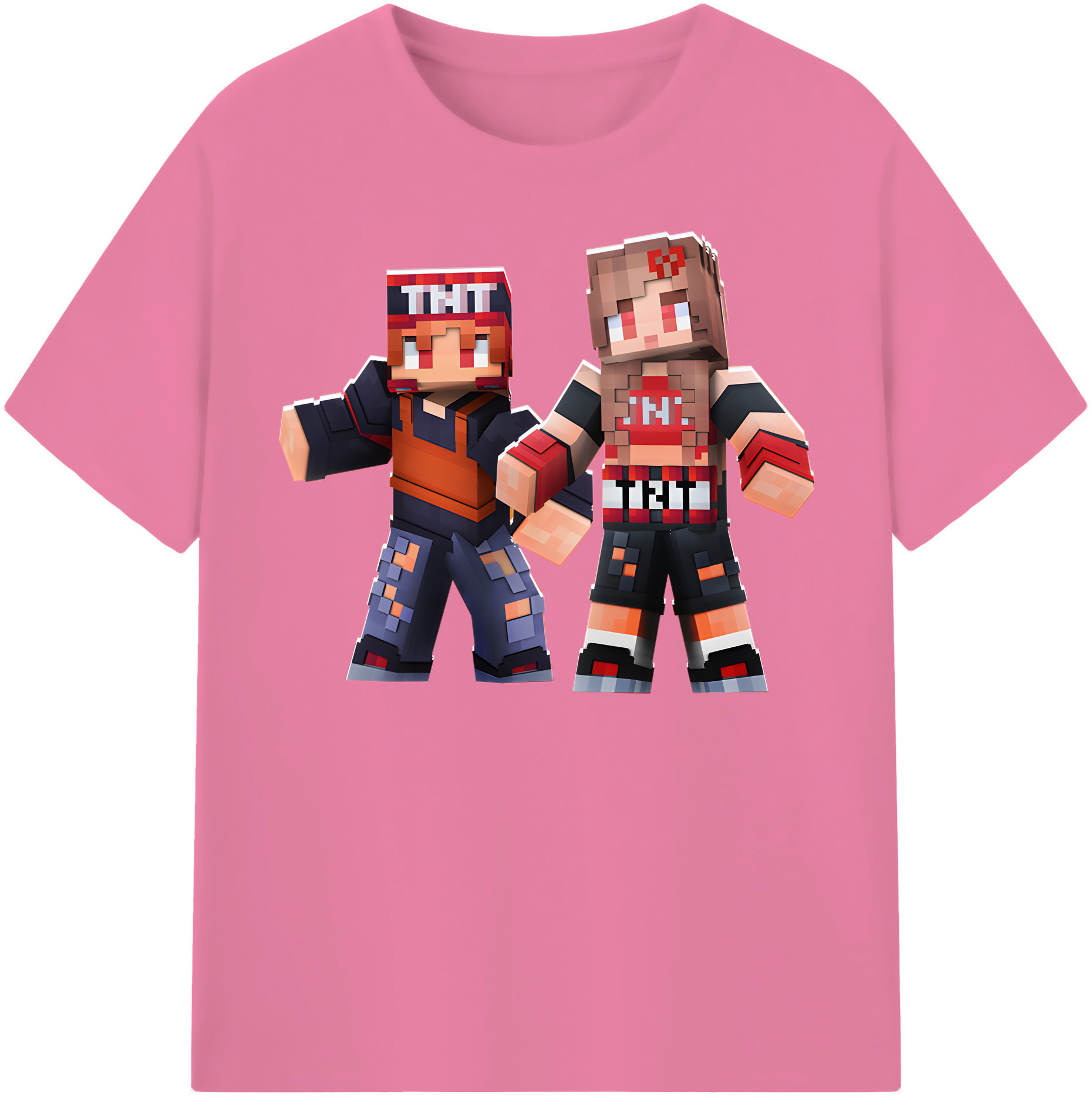 （画像用） マインクラフト ブロックの世界 Minecraft MC Block world 綿100％半袖Tシャツ（フロントプリント）